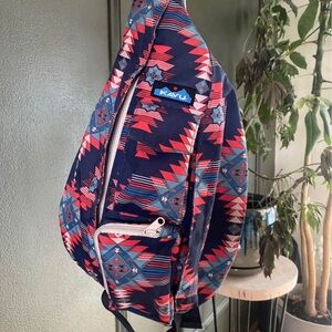 KAVU Women's Geometric Sling Bag - Red and Navy